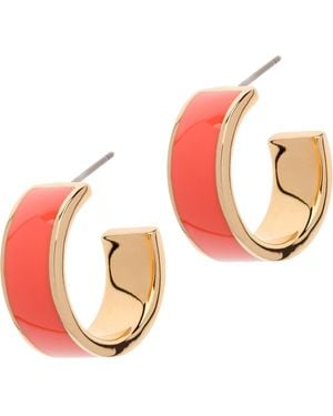 Emma Holland Jewellery Coral Enamel Hoop Earrings - Pink