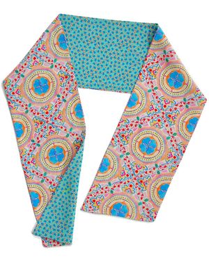 Maraethra Harmonic Pulse Wide Silk Tie Scarf - Blue