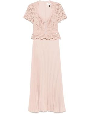 Nissa Pleated Lace Midi Dress - Pink