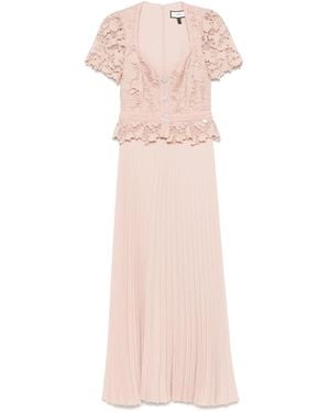 Nissa Pleated Lace Midi Dress - Pink