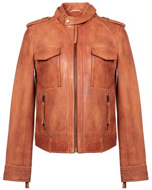 Zasta Studio Manhattan Classic Leather Jacket - Orange
