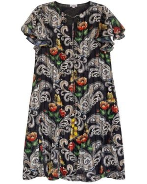 Niza Maxi Floral Print Wrap Dress With Belt - Black