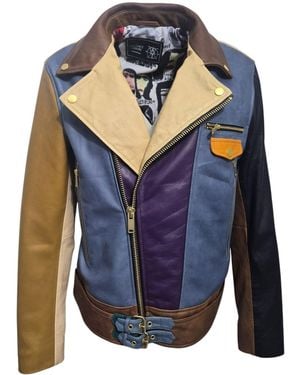 Zasta Studio Artifact Theory Biker Leather Jacket E - Blue