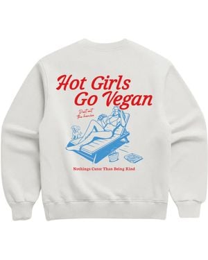 Dont Eat the Homies Hot Girls Go Vegan Crewneck - White