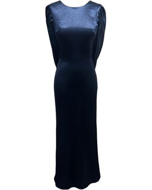 Dress the Population Adina Drape Sleeve Low Back Mermaid Gown - Blue