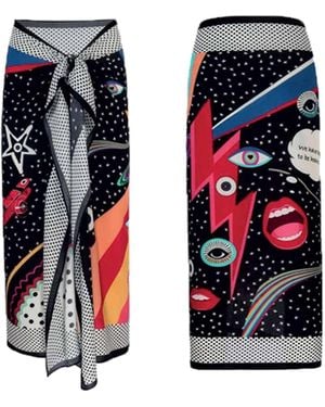 LOVEIST STORE Stella Graphic Print Sarong Pareo - Black