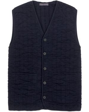 Paul James Knitwear Cotton Forrester Quilted Knitted Gilet - Blue