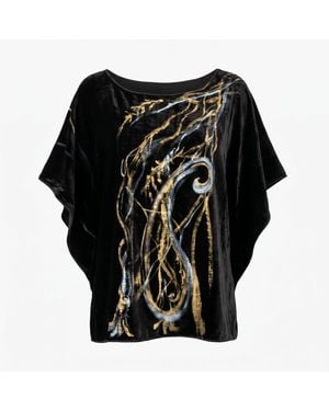 Saniya Khan Sky Paislies Poncho - Black