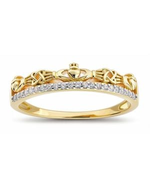 Kylie Harper Diamond Cz Claddagh Band Ring - Metallic