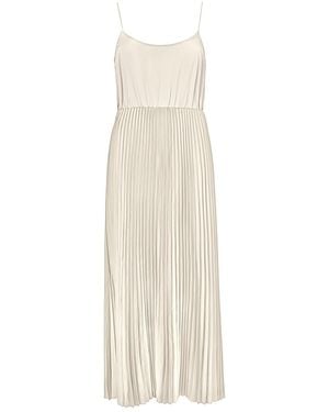 Roch Perel Neutrals Ivory Satin Pleated Slip Dress - White