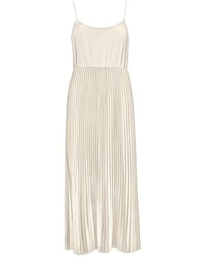 Roch Perel Neutrals Ivory Satin Pleated Slip Dress - White