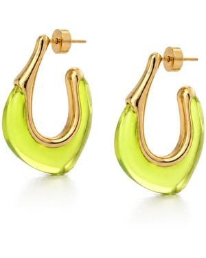Hye Jane Jewelry Gaia Transparent Lime Resin Hoop Earrings - Metallic
