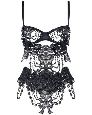 Belle -et-BonBon Limited Edition Sparkling Showgirl Crystal Bisoux Body Add The Matching Knickers To Make A Beautiful Set - Black