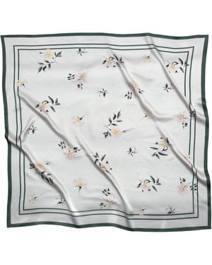 RainSisters Neutrals Large Floral Natural Silk Scarf - Metallic