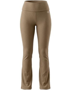 Be Athletica Essential Everyday Foldover Flare Trousers - Natural
