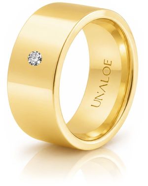 Unaloe Plated Sterling Wide Band Ring With Stone - Metallic