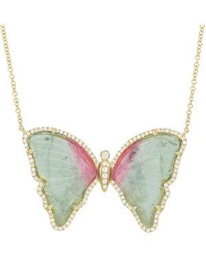 KAMARIA Large & Tourmaline Butterfly Necklace With Diamonds - Blue
