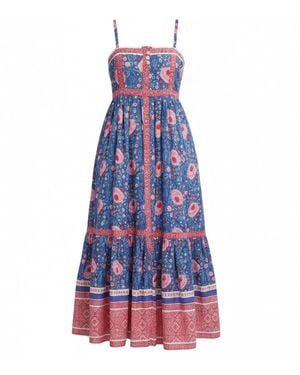 La Mandarine Floral Summer Maxi Dress With Pockets, Lucky - Blue