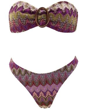 Aulala Paris Nocturnal Sky Bandeau Broderie Bikini - Purple