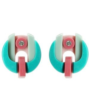 Gissa Bicalho Handmade Acrylic Earring Short Protea Candy - Blue