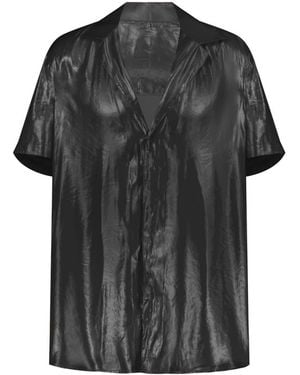 Úchè Satin Short Sleeve Shirt - Black