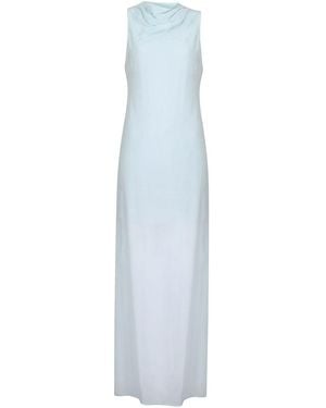 House of Ika Draped Cross-Back Maxi Dress - Blue