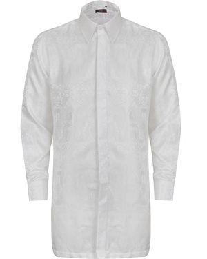 DAVID WEJ Kensington Floral Jacquard Tunic Shirt - White