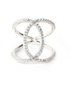 Seven Saints Ascension Criss Cross Ring, Rhodium Over Sterling, Topaz - White