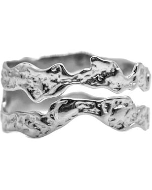 Aaria London Hammered Double Band Lava Ring - Metallic