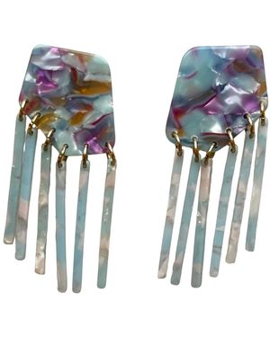 CLOSET REHAB Shield Fringe Earrings - Blue