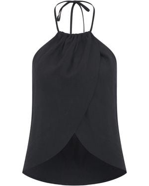 NAZLI CEREN Mui Linen Top - Black