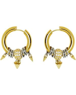 Kirei Spike Hoop Earrings With Zirconia - Metallic