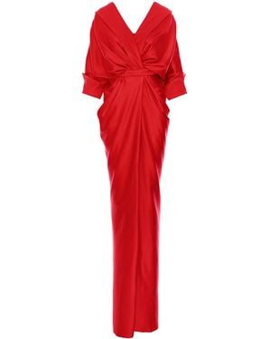 Acob a Porter Draped Long Dress - Red
