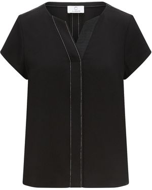 Auguri Contrast Stitch Blouse - Black