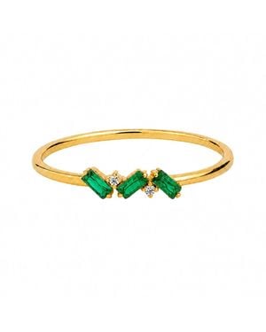 Belinda Jewelz Emerald Triple Baguette Birthstone Ring - Multicolour