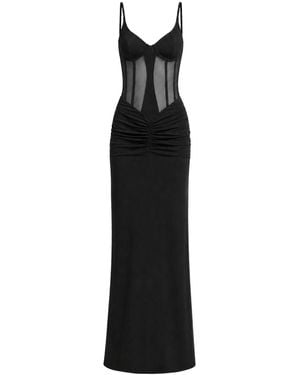 OW Collection Sivara Mesh Corset Maxi Dress - Black