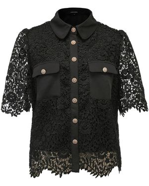 Smart and Joy Lace And Centre Buttons Shirt - Black