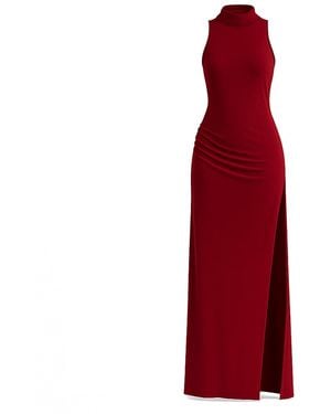 Maison De Gala Sophia Burgundy High-Neck Maxi Dress - Red