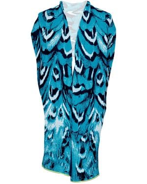 Essien & Emre Levem Merino Wool Knitted Pattern Scarf Jade - Blue