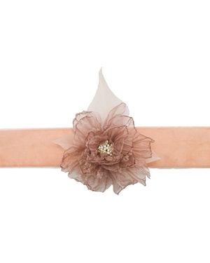 Babaloo Dusty Velvet Rosette Choker With Feather Accents - Pink