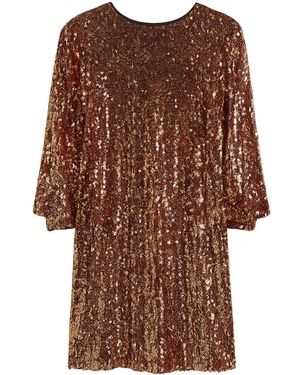 Yumi' Velvet Sequin Tunic Dress With Long Pleated Sleeves in Black | Lyst