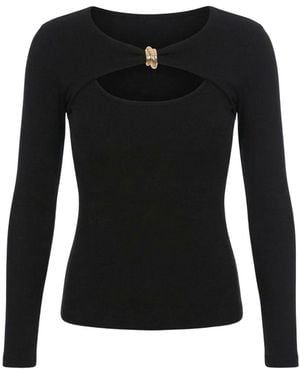 Monlicia Detail Cutout Long Sleeve Mila Top - Black