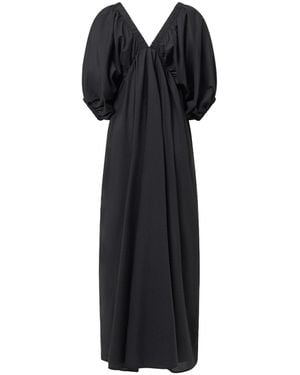 Audrey Vallens Neutrals Selene Gathered Maxi Dress - Black