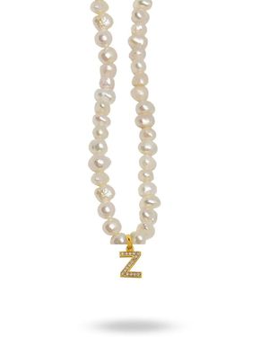 LINYA JEWELLERY Mono Letter Pearl Necklace Z - Metallic