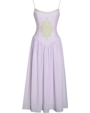 Miss Circle New York Jaclyn Lace Trim Cutout Seersucker Midi Dress - Purple