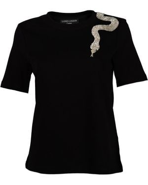 Laines London Laines Couture Embellished Snake T-Shirt - Black