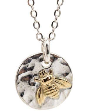 Melt'm Jewelry Bee Necklace, Sterling Pendant With Filled Detail - Metallic