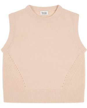 Loop Cashmere Neutrals Ribbed Detail Lofty Cashmere Tank - Natural