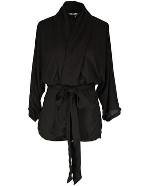 Jennafer Grace Onyx Dolman Wrap Kimono Top - Black