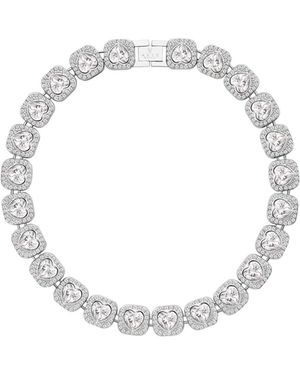 Arte Madrid Pet It On Heart-Shaped Riviere Necklace - Metallic
